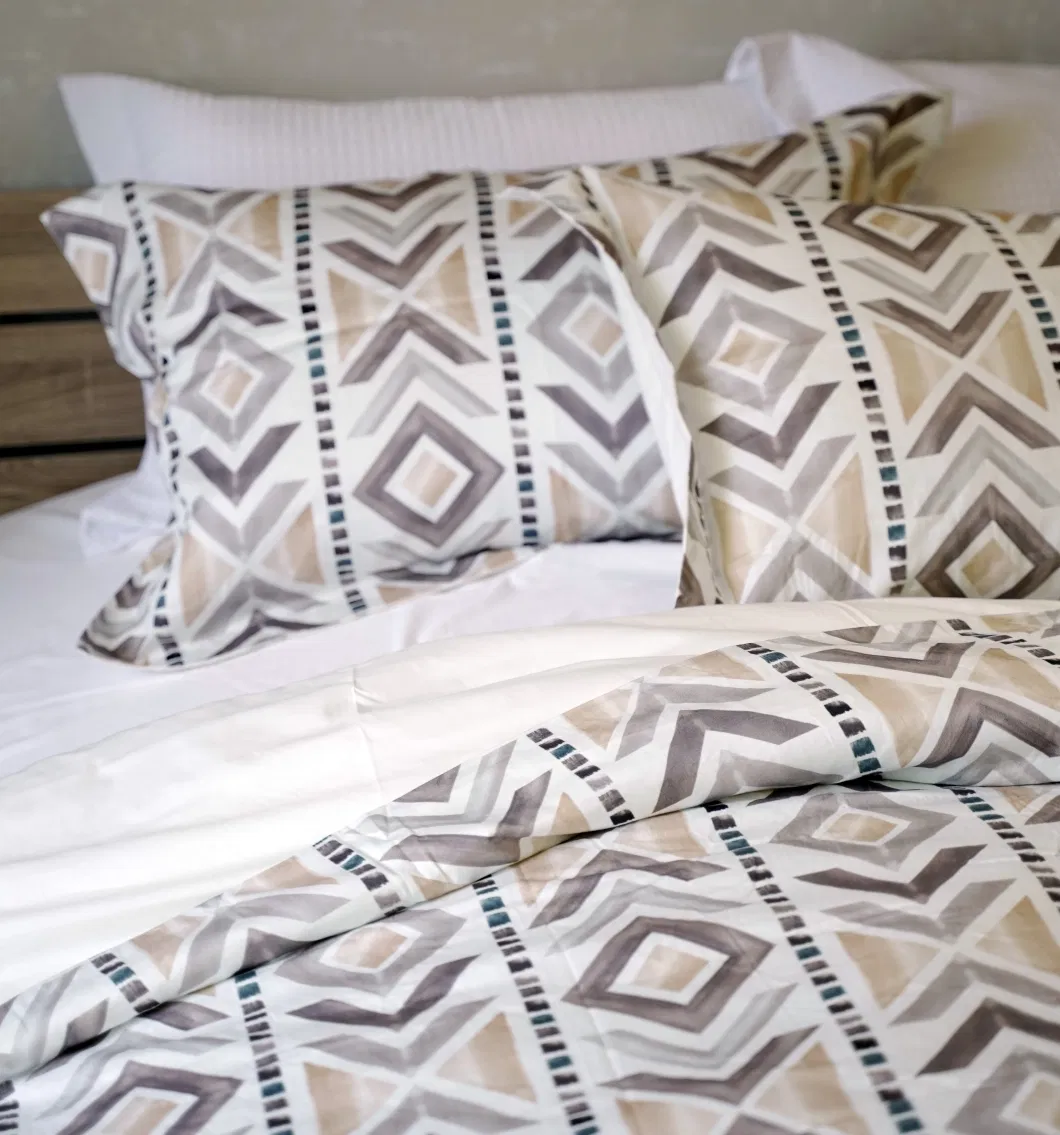 100%Cotton 3 Pieces Bedding Set/ Geometric Rotary Printing Pattern Bedding Duvet Cover Set